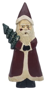 Statuina Babbo Natale in legno dipinta a mano bagno e corpo funziona stile vintage 7" - Foto 1 di 4