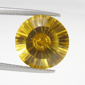 7,25 Ct Naturale "VVS" Giallo Citrino Lucentezza Top Tonda Taglio Concavo -2308 - Foto 1 di 2
