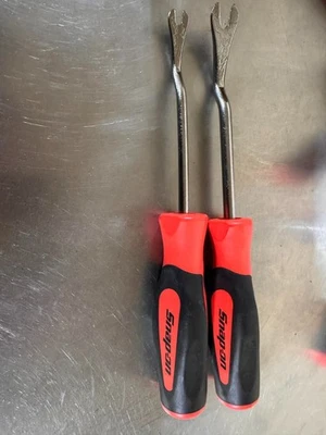 New Snap-On Trim Clip Removal Fork Tool Orange Soft Handle ASG185B & ASG186B SET - Image 1 of 2
