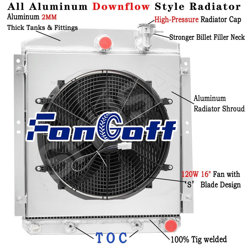 4 Row Radiator&Shroud 16" Fan For 1948-1954 Chevy/GMC Truck Pickup 3.6L,3.8L L6 - Image 1 of 4