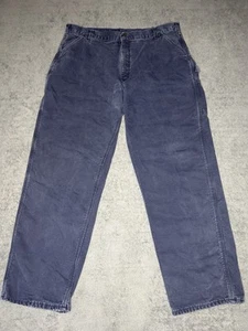 Carhartt Mens 42x34 Flannel Fleece Lined Relaxed Fit Carpenter Work Pants Blue - Picture 1 of 5