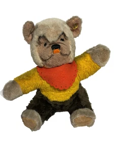 Steiff 1970's Sitting  Dog Happy 6127/35 Vintage Made in Germany 10" - Picture 1 of 15
