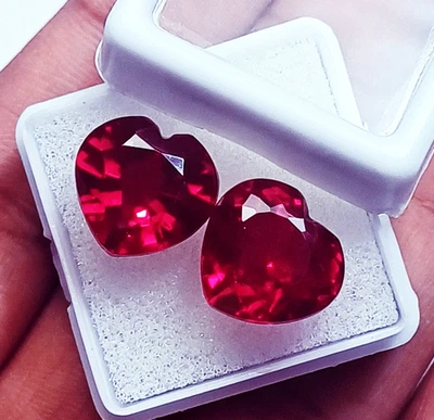 8 to 10 Ct Natural Ruby Heart Shape Pair Loose Gemstone Certified RL01 - Image 1 of 4