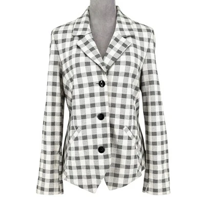 Cabi Jacket Womens 10 Light Gray Black Buffalo Plaid Stretch Blazer Career - Image 1 of 4