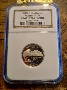 2007-S Silver Washington State Quarter NGC PF69 Ultra Cameo – Statehood 25C –... - Picture 1 of 2