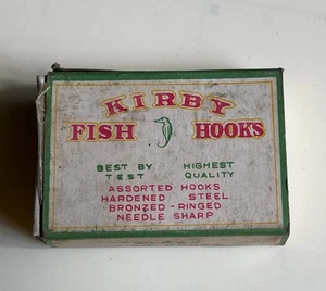 Vintage Kirby Fischhaken in Box gehärteter Stahl bronziert-ringed 39 Haken - Bild 1 von 6