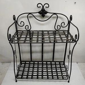 Vintage Wrought Iron Folding Baker's Rack / Display Shelf / Plant Stand 23x15x9" - Picture 1 of 11