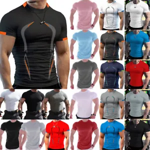 Bodybuilding Gym T-Shirt Mens Workout Shirt Muscle Tee Men Fitness Clothing Top❤ - Picture 1 of 58