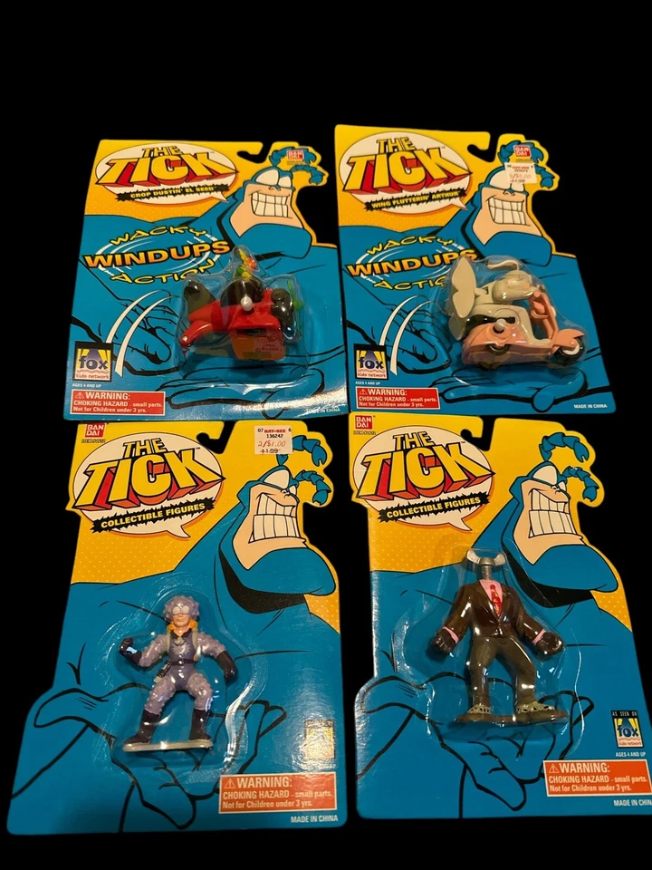 "NEW" The Tick Vintage 1994-1995 Bandai Collectible Miniature Figures Lot of (4) — 第 1/4 张图片