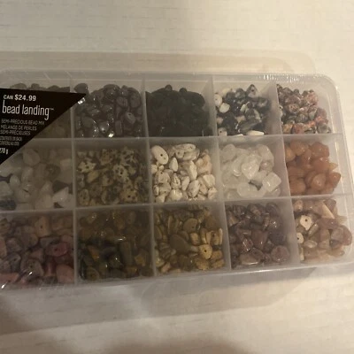 New - Bead Landing Semi-precious Bead Mix 15 Different Stones- Types In Picture - Изображение 1 из 4