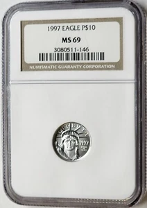 Exquisite 1997-P NGC MS69 Platinum 1/10 Eagle US $10 Coin First Year of Issue !! - Picture 1 of 4