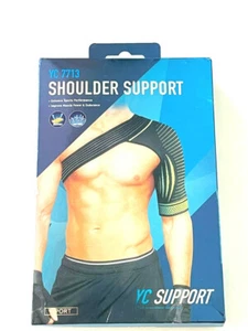 Shoulder Brace Cuff Pain Relief Support Adjustable Belt Sleeve Sprains NEW - Picture 1 of 2