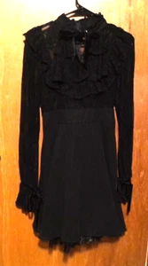 KILLSTAR Black Lace Velvet Tie Long Sleeve Witchy Gothic Lolita Babydoll Dress S - Picture 1 of 18
