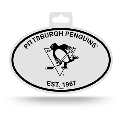 Pittsburgh Penguins Oval Decal Sticker NEW!! 3x5 Inches Free Ship Black & White - Image 1 of 2