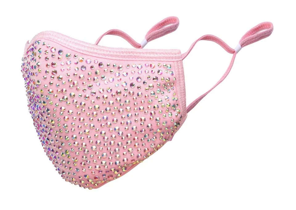 Mascarilla facial de cristal brillante de diamantes de imitación reutilizable lavable con bolsillo de filtro Foto 1 de 4