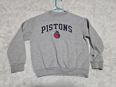 Champion YOUTH Detroit Pistons M Sudadera Pullover Años 90 Caballo Logo Gris Foto 1 de 4