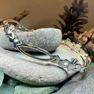 Claddagh Bracelet Sterling Silver Ireland Ladies Gift Irish Link Bracelet 925 - Picture 1 of 10