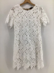 AX Paris Womens Dress Size 10 White Floral Lace Short Sleeve Lined - Picture 1 of 6
