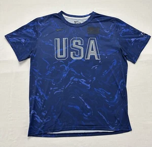 The Nike Tee USA Basketball Mens XL Dri Fit Short Sleeve Athletic Cut Blue - Picture 1 of 5