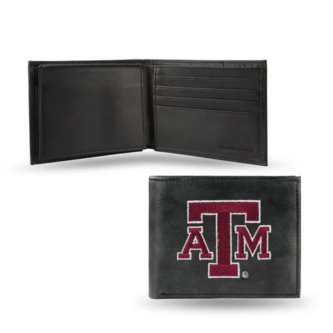 TEXAS A & M AGGIES GENUINE LEATHER EMBROIDERED BILLFOLD NEW IN BOX Cover