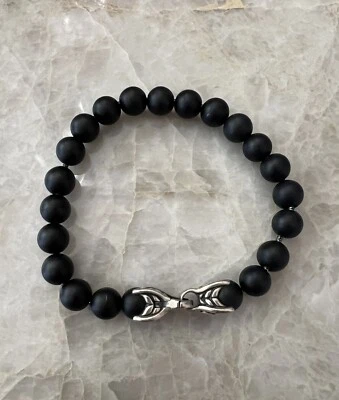 Pulsera DAVID YURMAN de ónix negro mate para hombre longitud 8 pulgadas excelente Foto 1 de 4