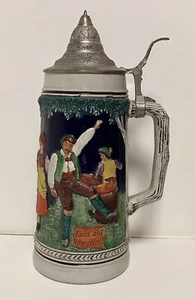 Großer 12" Vintage GERZ Handgemalt Deutscher Bierstein "Tanz auf der Alm" - Bild 1 von 11