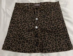 Girls DL 1961 Cheetah Ultimate Jenny Five Pocket Stretch Mini Skirt NWOT Size 12 - Picture 1 of 5
