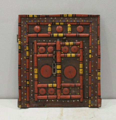 India Wooden Door Double Opening Center Colorful Wood Door Cover