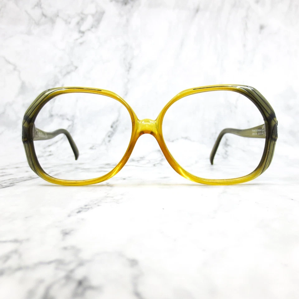 Christian Dior 2035 20 Eyeglasses Green Yellow Round Full Rim Frames 54-14-130 - Image 1 of 4