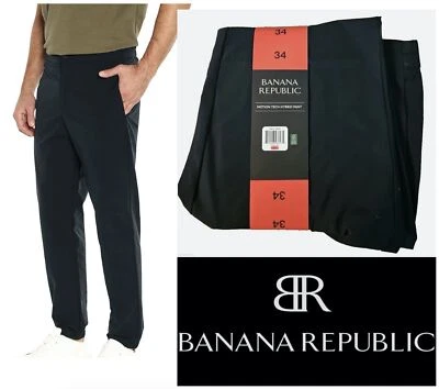Nuevo Pantalón Híbrido Banana Republic Para Hombre Motion Tech Calce Ajustado Repelente al Agua Negro Foto 1 de 4