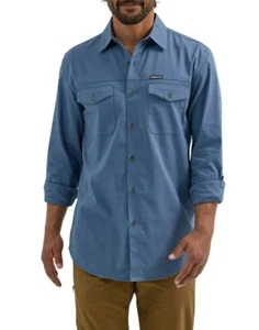 Wrangler® Men's Outdoor Long Sleeve Shirt UPF 30+ Protection, Sizes M Blue - Picture 1 of 16