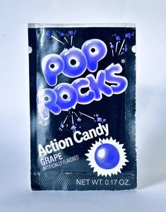 Vintage 1987 POP ROCKS Action Candy GRAPE Foil Pack Behälter 4" GEÖFFNET - Bild 1 von 3
