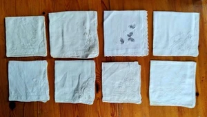 Lot 8 Vintage Crochet Ladies Hankies Neutral Handkerchiefs Linen Retro Fashion - Picture 1 of 18