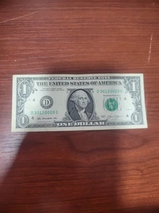2013 One Dollar Bill $1 FRN Note FANCY SERIAL NUMBER D30120020G - Picture 1 of 13