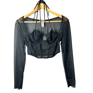 MadRag Sheer Top Womens Whimsigoth Black Romance Coquette Boho Fairy Punk Corset - Picture 1 of 9