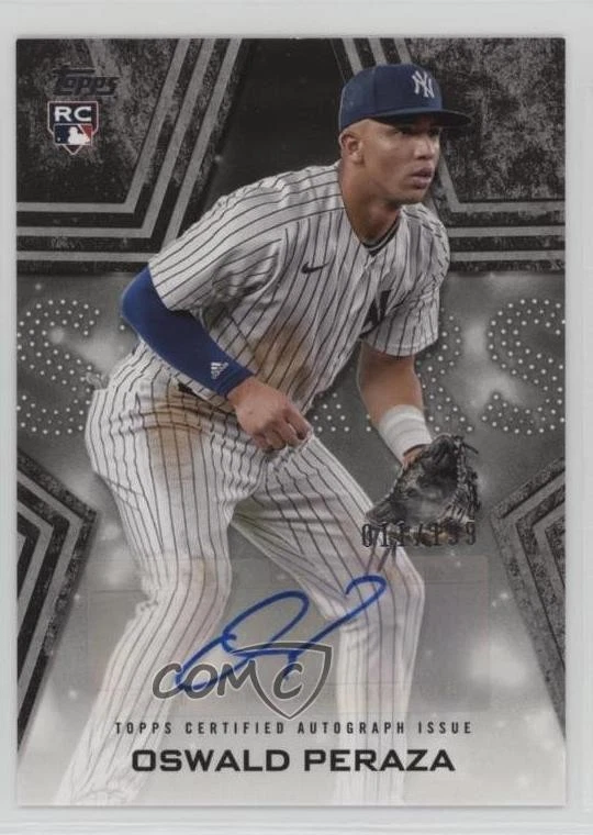 2023 Topps Series 2 Baseball Stars Black /199 Oswald Peraza Rookie Auto RC - Image 1 of 2