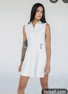 Abito da golf Jordan nuovo con etichette per tutti bianco con bordo rosa colletto logo firma $149 S - Foto 1 di 18