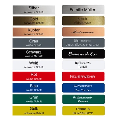 BIGTREND24 Personalisierbares Klingelschild – 1 Stück – graviertes Namensschild –