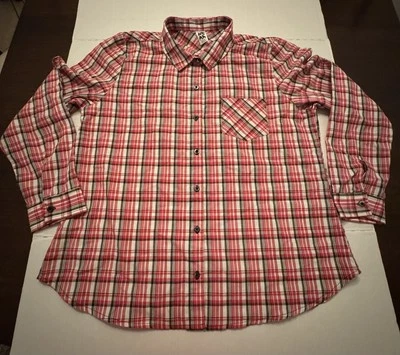 Usado Excelente Zumba Wear Botón Manga Larga Cuadros Rojo Plata Mujer Talla L Foto 1 de 4