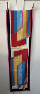 Vintage Vera Scarf Rectangle 10 X 46 Inches Geometric Couple Of Small Pinholes - Picture 1 of 2