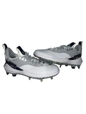 Under Armour Harper 7 Low ST White/Navy Baseball Cleats Sz Mens 7.5 3025582-401 - Image 1 of 4