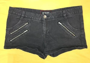 "RARE" FOX WOMEN'S ZIPPER FRONT LOW-RISE LOGO CUFFED SHORT SHORTS STRETCHY 9 - Picture 1 of 6