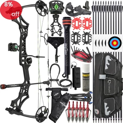 Archery Compound Bow Kit 30-70lbs 320fps Adjustable Arrows Target Hunting Shoot - Image 1 of 4