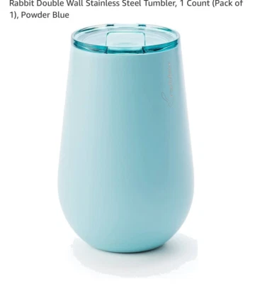 Vaso de acero inoxidable de doble pared conejo, 1 unidad (paquete de 1), azul polvo Foto 1 de 4