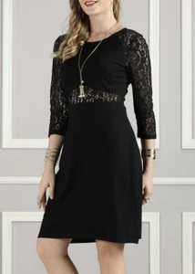 NWT Suzanne Betro Dress Women’s Size L Black With Lace Accents MSRP$86 - Picture 1 of 5