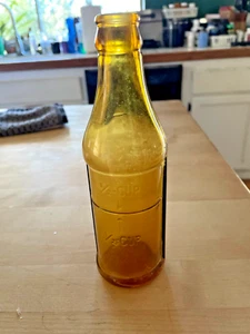 Vintage  Amber Glass Apothecary Bottle 1/2 Cup Measure Line - Picture 1 of 7