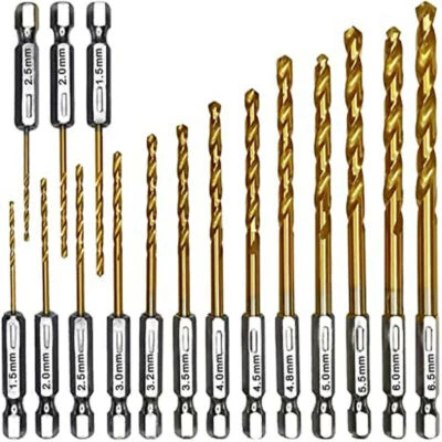 16 Stück Bit - Bohrer Set Akkuschrauber HSS-Titan Sechskant Bitbohrer für DIY D` - Bild 1 von 4