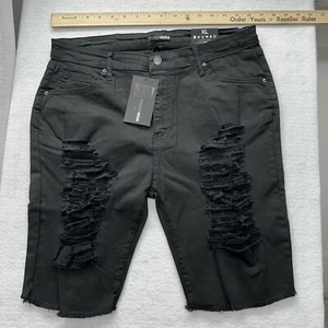 Brand New! Fashion Nova Wave Crasher Bermuda Shorts Black XL Distressed Sexy - Picture 1 of 10