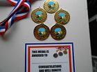 HOCKEY MEDALS X 5 METAL/50MM /GOLD -SILVER OR BRONZE/ CERTIFICATES
