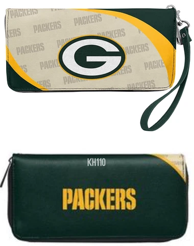 Green Bay Packers NFL Curve Zip Organizer Ladies Wallet Cover